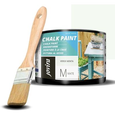 JOVIRA PINTURAS Pintura Tiza Chalk Paint al Agua Mate + Pincel especial para madera. Renueva tus muebles con creatividad. (375 Mililitros, Verde Menta + Pincel) JOVIRA PINTURAS Pintura Tiza Chalk Paint al Agua Mate + Pincel especial para madera. Renueva tus muebles con creatividad. (375 Mililitros, Verde Menta + Pincel)