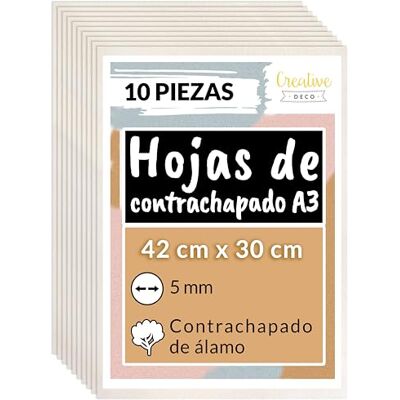 Creative 10 x A3 Tablero Madera Contrachapado de Álamo para Bricolaje Creative 10 x A3 Tablero Madera Contrachapado de Álamo para Bricolaje