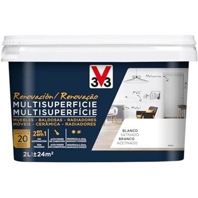 V33 Esmalte Renovación Multisuperficie Blanco Satinado 2L V33 Esmalte Renovación Multisuperficie Blanco Satinado 2L