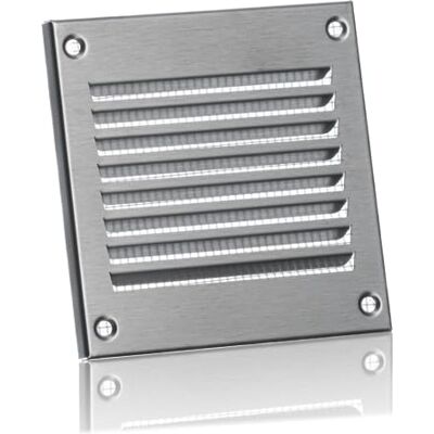 EUROPLAST 100x100mm Rejilla de Ventilación con Mosquitera Rejillas de Aireación Metálicas Acero Inoxidable EUROPLAST 100x100mm Rejilla de Ventilación con Mosquitera Rejillas de Aireación Metálicas Acero Inoxidable