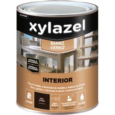 XYLAZEL Barniz al agua para mobiliario y elementos de madera Interior, Satinado, Nogal 0,750 L XYLAZEL Barniz al agua para mobiliario y elementos de madera Interior, Satinado, Nogal 0,750 L