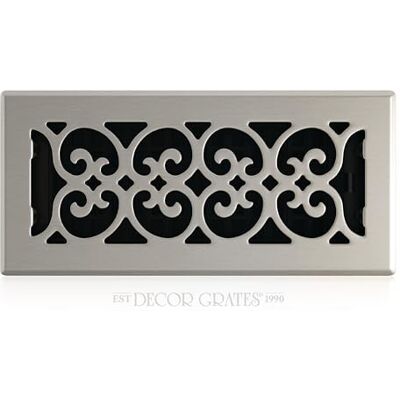 Decor Grates , , Rejilla de ventilación de suelo de virutas, 10 x 25 cm, acabado de níquel cepillado Decor Grates , , Rejilla de ventilación de suelo de virutas, 10 x 25 cm, acabado de níquel cepillado