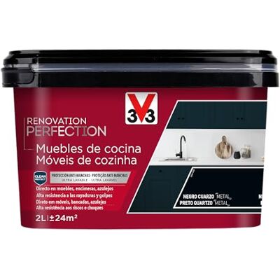 V33 Esmalte Renovation Perfection Cocina Negro Cuarzo Satinado 2L V33 Esmalte Renovation Perfection Cocina Negro Cuarzo Satinado 2L