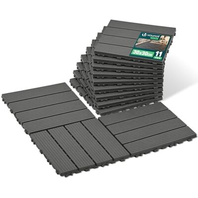 VOUNOT ® Set de 11 Baldosas de Exterior 30x30 cm 1 m² Suelo Terraza Balcón Losetas Antideslizantes con Drenaje Azulejos de Entrelazados para Jardín Patio Baldosas Encajables Fácil Instalación Antracita VOUNOT ® Set de 11 Baldosas de Exterior 30x30 cm 1 m² Suelo Terraza Balcón Losetas Antideslizantes con Drenaje Azulejos de Entrelazados para Jardín Patio Baldosas Encajables Fácil Instalación Antracita