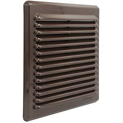 La Ventilazione Rejilla de ventilación de plástico rectangular marrón, con red antiinsectos y muelles. Dimensiones: 204 x 230 mm. La Ventilazione Rejilla de ventilación de plástico rectangular marrón, con red antiinsectos y muelles. Dimensiones: 204 x 230 mm.