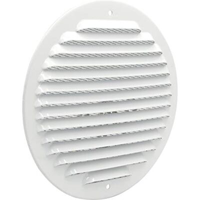 La Ventilazione La ventilación Rejilla de ventilación redonda de metal para superponer con red antigoteo. Tamaño: 175 mm de diámetro. Aluminio blanco. La Ventilazione La ventilación Rejilla de ventilación redonda de metal para superponer con red antigoteo. Tamaño: 175 mm de diámetro. Aluminio blanco.