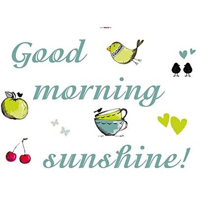 Komar Adhesivo decorativo para pared, diseño de letras de pared good Morning Sunshine, 50 x 70 cm Komar Adhesivo decorativo para pared, diseño de letras de pared good Morning Sunshine, 50 x 70 cm