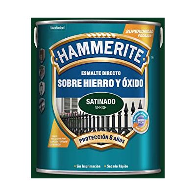 Hammerite Esmalte directo sobre hierro y óxido, Satinado, Color Verde, 5 L (Paquete de 1) Hammerite Esmalte directo sobre hierro y óxido, Satinado, Color Verde, 5 L (Paquete de 1)