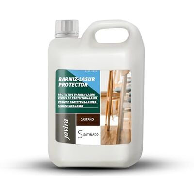 JOVIRA PINTURAS BARNIZ-LASUR Protector Satinado al Agua. Protege, decora y embellece todo tipo de madera. (2 Litros, Castaño) I-24 JOVIRA PINTURAS BARNIZ-LASUR Protector Satinado al Agua. Protege, decora y embellece todo tipo de madera. (2 Litros, Castaño) I-24