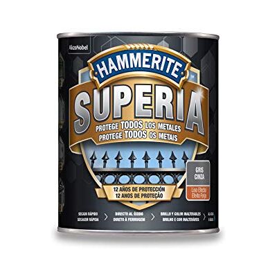 Hammerite Superia Esmalte antioxidante al agua, Liso efecto Forja, Color Gris, 750 ml Hammerite Superia Esmalte antioxidante al agua, Liso efecto Forja, Color Gris, 750 ml
