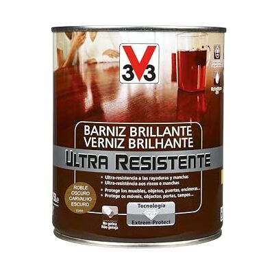 V33 Barniz ultra resistente brillante roble oscuro 0,75l V33 Barniz ultra resistente brillante roble oscuro 0,75l