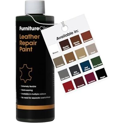 Furniture Clinic Pintura y tinte para reparación de cuero Colorante autosellante para una rápida y fácil reparación de cuero Adecuado para sofás, asientos de coche, zapatos, bolsos y más Furniture Clinic Pintura y tinte para reparación de cuero Colorante autosellante para una rápida y fácil reparación de cuero Adecuado para sofás, asientos de coche, zapatos, bolsos y más