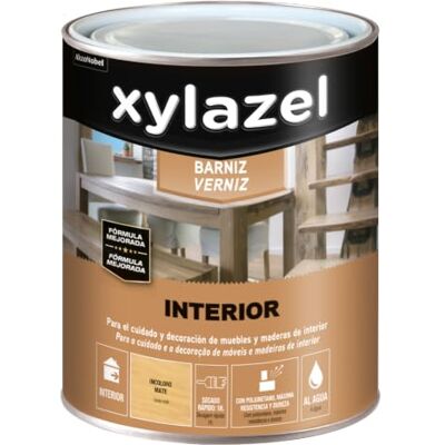 XYLAZEL Barniz al agua para mobiliario y elementos de madera Interior, Mate, Incoloro 0,750 L XYLAZEL Barniz al agua para mobiliario y elementos de madera Interior, Mate, Incoloro 0,750 L