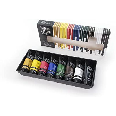 Liquitex BASICS, Set de pintura acrílica Studio, 8 tubos de 75ml, colores surtidos Liquitex BASICS, Set de pintura acrílica Studio, 8 tubos de 75ml, colores surtidos