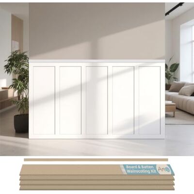Art3d Kit Boiserie Listones MDF Pintable para Pared Art3d Kit Boiserie Listones MDF Pintable para Pared