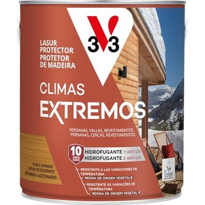 V33 LASUR PROTECTOR DE LA MADERA CLIMAS EXTREMOS SATINADO ROBLE DORADO 2,5L V33 LASUR PROTECTOR DE LA MADERA CLIMAS EXTREMOS SATINADO ROBLE DORADO 2,5L