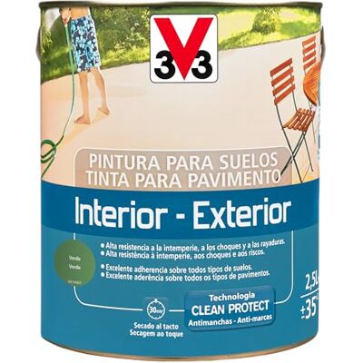 V33 Pintura Suelos Interior Exterior Verde Satinado 2,5L V33 Pintura Suelos Interior Exterior Verde Satinado 2,5L