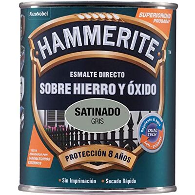 Hammerite Esmalte Liso Satinado, Gris, 750 ml (Paquete de 1) Hammerite Esmalte Liso Satinado, Gris, 750 ml (Paquete de 1)