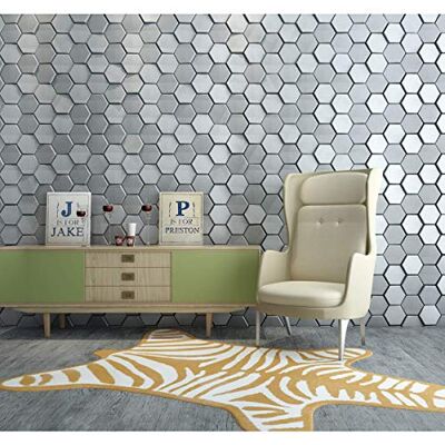 Art3d -20 paneles decorativos de pared 3D de piel sintética, hexagonal plateado seda Art3d -20 paneles decorativos de pared 3D de piel sintética, hexagonal plateado seda