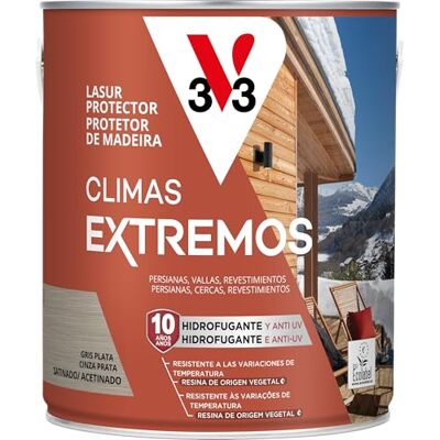 V33 Lasur Protector de la madera Climas Extremos Satinado Gris Plata 2,5L V33 Lasur Protector de la madera Climas Extremos Satinado Gris Plata 2,5L
