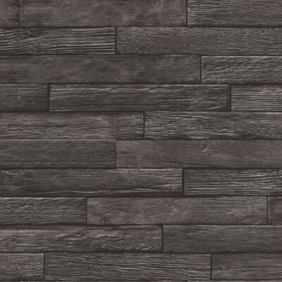 Rasch Papel pintado no tejido para pared de madera, papel pintado de vinilo rústico industrial en negro para un ambiente hogareño acogedor, resistente y lavable, 10,05 m x 0,53 m Rasch Papel pintado no tejido para pared de madera, papel pintado de vinilo rústico industrial en negro para un ambiente hogareño acogedor, resistente y lavable, 10,05 m x 0,53 m