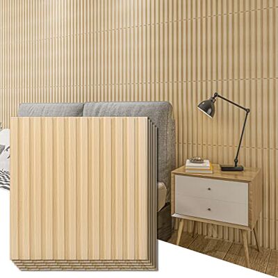 Art3d paneles de pared 3D panel ranurado paneles de plástico PVC 12 piezas roble 50x50cm 3 m² Art3d paneles de pared 3D panel ranurado paneles de plástico PVC 12 piezas roble 50x50cm 3 m²