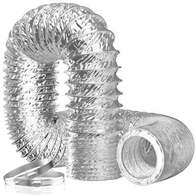 Hon&Guan Ø Manguera Flexible de Ventilación de Aluminio Tubo Salida Aire, Tubo Flexible de Aluminio Longitud 2m para Campana, Baño, Ventilador de Extracción, Cocina, Desván, Secadora, Plata Hon&Guan Ø Manguera Flexible de Ventilación de Aluminio Tubo Salida Aire, Tubo Flexible de Aluminio Longitud 2m para Campana, Baño, Ventilador de Extracción, Cocina, Desván, Secadora, Plata