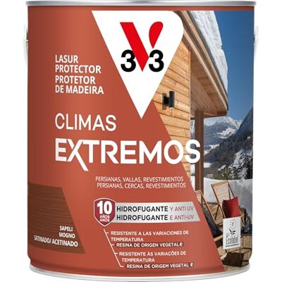 V33 Lasur Protector de la madera Climas Extremos Satinado Sapeli 2,5L V33 Lasur Protector de la madera Climas Extremos Satinado Sapeli 2,5L