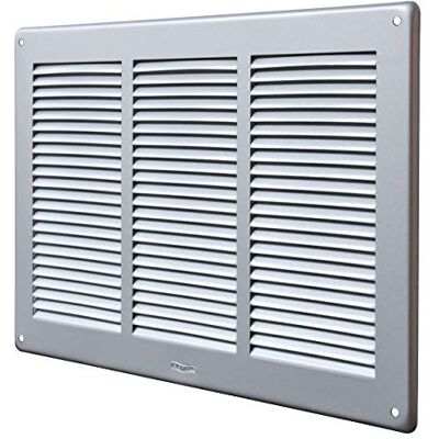 La Ventilazione Rejilla de ventilación rectangular de aluminio plateado para sobreponer, dimensiones 340 x 240 mm La Ventilazione Rejilla de ventilación rectangular de aluminio plateado para sobreponer, dimensiones 340 x 240 mm