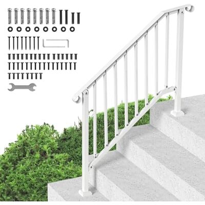 VEVOR Pasamanos para escaleras exteriores, kit de pasamanos para escaleras de 3 a 4 escalones, barandillas de acero al carbono de transición con kit de instalación, barandillas para escaleras VEVOR Pasamanos para escaleras exteriores, kit de pasamanos para escaleras de 3 a 4 escalones, barandillas de acero al carbono de transición con kit de instalación, barandillas para escaleras