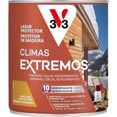 V33 LASUR PROTECTOR DE LA MADERA CLIMAS EXTREMOS SATINADO ROBLE CLARO 750ML V33 LASUR PROTECTOR DE LA MADERA CLIMAS EXTREMOS SATINADO ROBLE CLARO 750ML