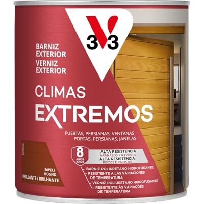 V33 Barniz Exterior Climas Extremos Brillante Sapeli 0,75L V33 Barniz Exterior Climas Extremos Brillante Sapeli 0,75L