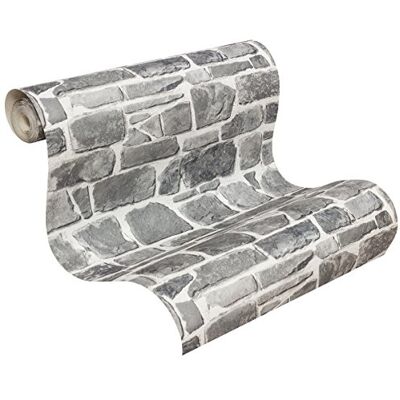 Rasch Tapeten – Papel pintado colección piedras y fino, gris, Rasch Tapeten – Papel pintado colección piedras y fino, gris,