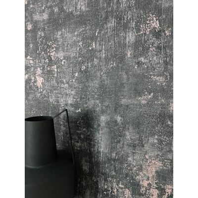 Newroom papel pintado negro efecto yeso industrial salón Newroom papel pintado negro efecto yeso industrial salón