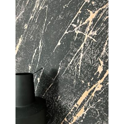 Newroom Papel Pintado Negro Efecto Mármol Salón Lujo Moderno Vetas en oro crema y plata, fina textura textil, papel pintado dormitorio, ambiente dramático, recibidor y pasillo Newroom Papel Pintado Negro Efecto Mármol Salón Lujo Moderno Vetas en oro crema y plata, fina textura textil, papel pintado dormitorio, ambiente dramático, recibidor y pasillo