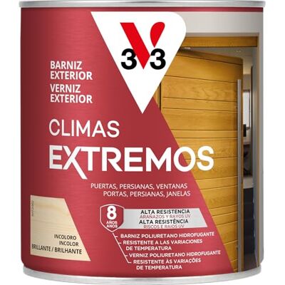 V33 Barniz Exterior Climas Extremos Brillante Incoloro 0,75L V33 Barniz Exterior Climas Extremos Brillante Incoloro 0,75L