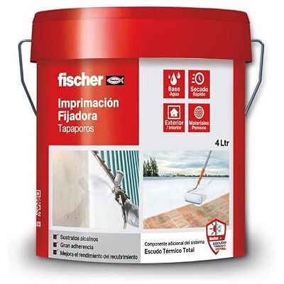 fischer Imprimación Tapaporos para Madera, Sirve también para Yeso y Multitud de Soportes Porosos, para Consolidar y Sellar Superficies Sueltas (4 L) fischer Imprimación Tapaporos para Madera, Sirve también para Yeso y Multitud de Soportes Porosos, para Consolidar y Sellar Superficies Sueltas (4 L)