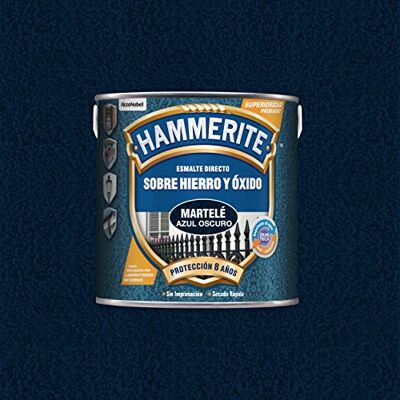 Hammerite Esmalte directo sobre hierro y óxido, Martelé, Color Azul Oscuro, 5 L (Paquete de 1) Hammerite Esmalte directo sobre hierro y óxido, Martelé, Color Azul Oscuro, 5 L (Paquete de 1)