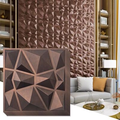 Art3d 33 piezas Paneles de pared 3D diamante 30 x 30 cm, PVC de alta rigidez, indeformable, reciclable, impermeable, resistente al calor, inodoro,cobre antiguo Art3d 33 piezas Paneles de pared 3D diamante 30 x 30 cm, PVC de alta rigidez, indeformable, reciclable, impermeable, resistente al calor, inodoro,cobre antiguo