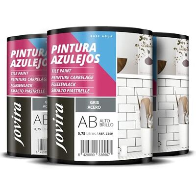 Jovira Pinturas - TilePaint - Gris acero - 3 x 750 ml - Paint Jovira Pinturas - TilePaint - Gris acero - 3 x 750 ml - Paint
