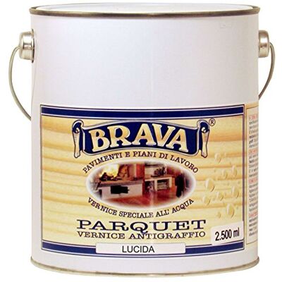 Brava Parquet barniz al agua brillante, incoloro, 2500 ml Brava Parquet barniz al agua brillante, incoloro, 2500 ml