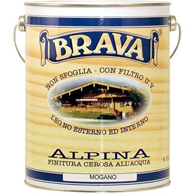 Brava Alpina acabado cerosa para madera al agua, caoba, 4000 ml Brava Alpina acabado cerosa para madera al agua, caoba, 4000 ml