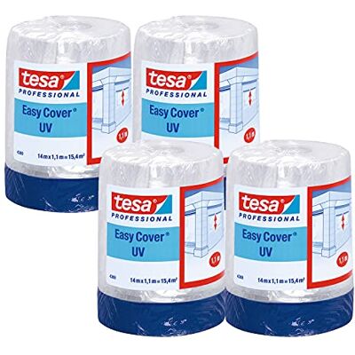 tesa Easy Cover 4369 UV Pack de 8 láminas de pintura con cinta adhesiva para pegar y cubrir en exteriores 2 en 1 Azul mate 14 m x 1,1 m tesa Easy Cover 4369 UV Pack de 8 láminas de pintura con cinta adhesiva para pegar y cubrir en exteriores 2 en 1 Azul mate 14 m x 1,1 m