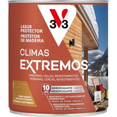 V33 LASUR PROTECTOR DE LA MADERA CLIMAS EXTREMOS SATINADO ROBLE DORADO 750ML V33 LASUR PROTECTOR DE LA MADERA CLIMAS EXTREMOS SATINADO ROBLE DORADO 750ML