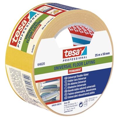 tesa Cinta adhesiva de doble cara para alfombras, 25 m x 50 mm tesa Cinta adhesiva de doble cara para alfombras, 25 m x 50 mm