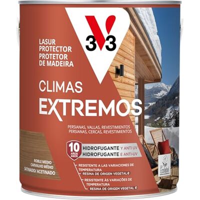 V33 LASUR PROTECTOR DE LA MADERA CLIMAS EXTREMOS SATINADO ROBLE MEDIO 2,5L V33 LASUR PROTECTOR DE LA MADERA CLIMAS EXTREMOS SATINADO ROBLE MEDIO 2,5L