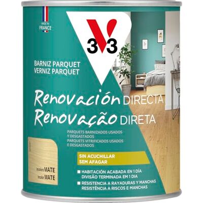 V33 BARNIZ RENOVADOR PARQUET & LAMINADOS MATE INCOLORO 0,75L V33 BARNIZ RENOVADOR PARQUET & LAMINADOS MATE INCOLORO 0,75L