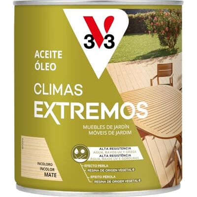 V33 Aceite Teca Climas Extremos Mate Incoloro 750ml V33 Aceite Teca Climas Extremos Mate Incoloro 750ml