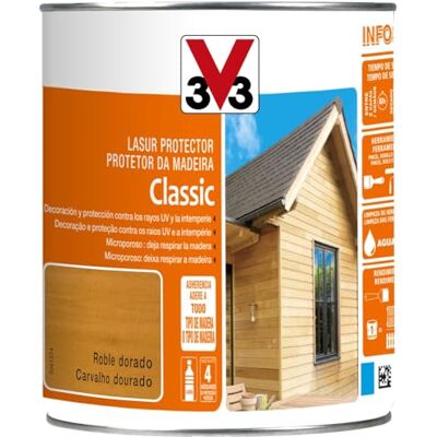 V33 Protector Decorativo De La Madera Classic Satinado Roble Dorado 0,75L V33 Protector Decorativo De La Madera Classic Satinado Roble Dorado 0,75L