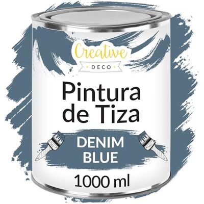 Creative Deco 1l pintura de tiza azul vaquero para muebles y madera - Pintura Creative Deco 1l pintura de tiza azul vaquero para muebles y madera - Pintura